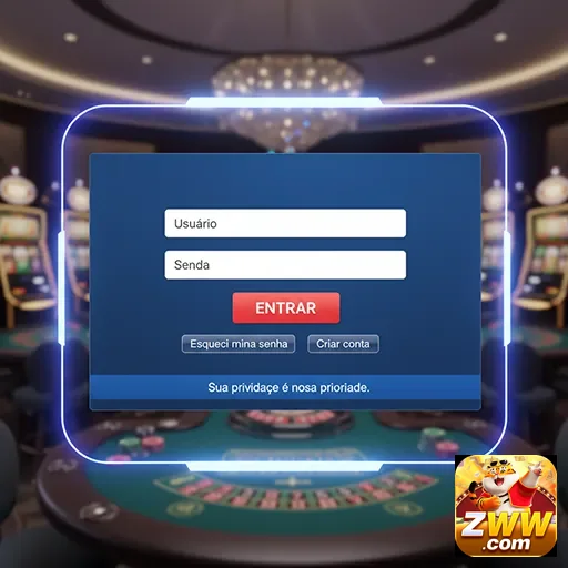 Tela de login do cassino online da zww com campos para acesso.