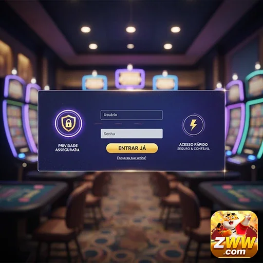 Tela de login segura do zww em ambiente de cassino.