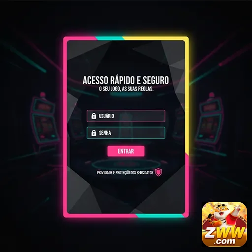 Tela de login seguro do cassino online da zww.
