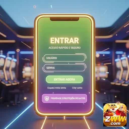 Tela de login do zww mostrando acesso rápido a slot games.