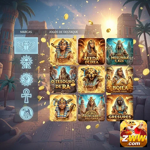Tela do aplicativo zww com jogos de cassino acessíveis.