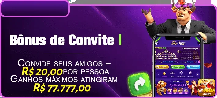 Jogador interagindo com bônus de convite no zww.