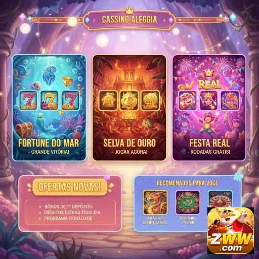 Três jogos do Cassino Aleggia na plataforma zww visíveis.