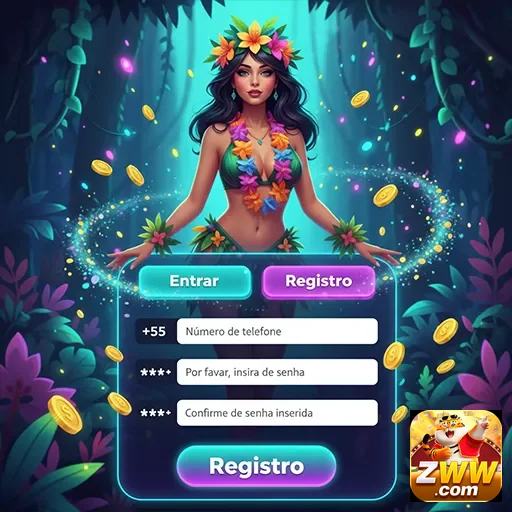 Interface de registro na zww com design de slot games.
