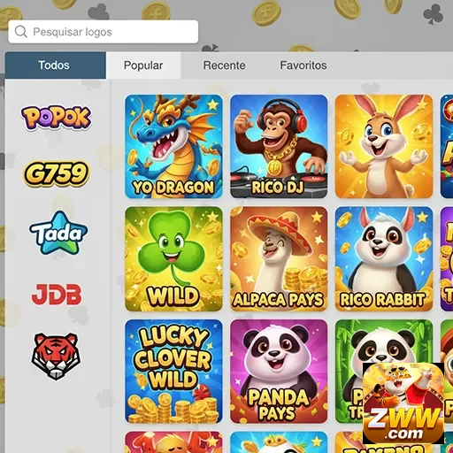 Interface do cassino zww mostrando slots e ofertas VIP.