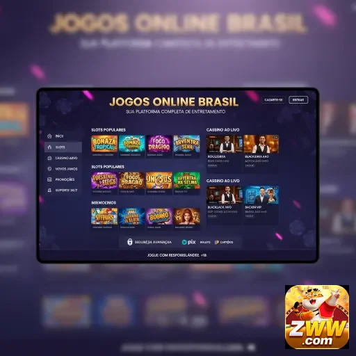 Interface do cassino online da zww com jogos variados.