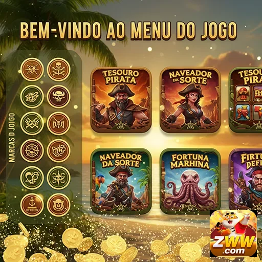 Interface do aplicativo zww com jogos e acessibilidade visual.