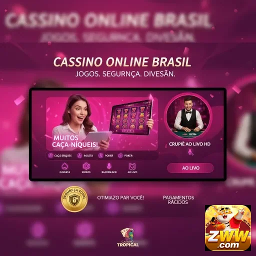 Usuária animada jogando slots no site zww.