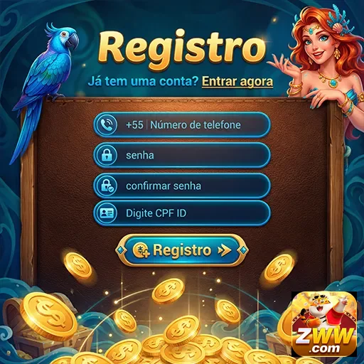 Tela de registro do zww com campos para informações do usuário.