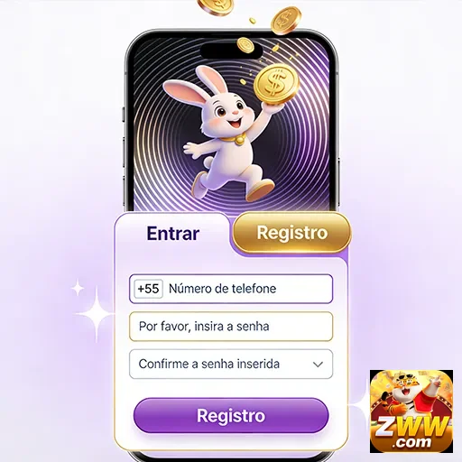 Telinha de registro com coelho e moedas no zww.