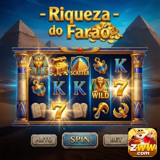 Slot 'Riqueza do Faraó' do cassino zww exibida.