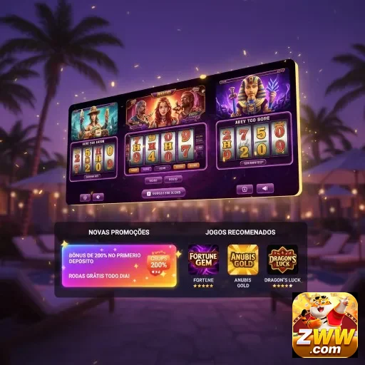 Tela de aplicativo zww mostrando jogos e bônus VIP atraentes.