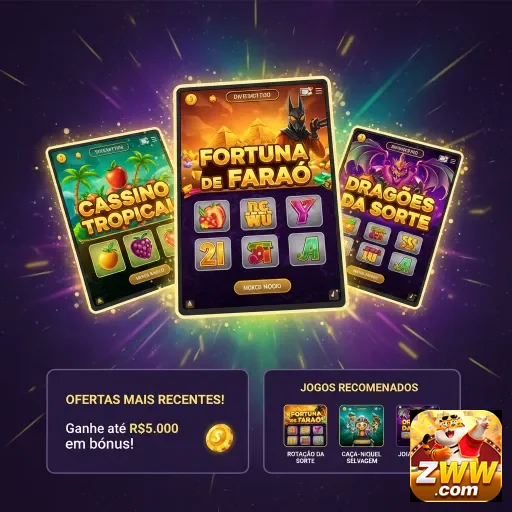 Interface do zww destacando jogos e bônus VIP para jogadores.
