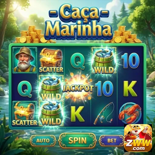 Jogo de slot 'Caça Marinha' na zww com jackpots e temas divertidos.