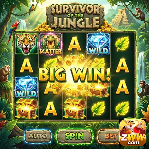 Slot 'Survivor of the Jungle' na zww com ganho significativo.